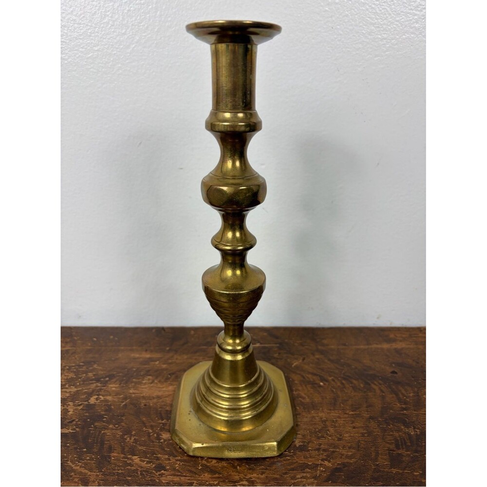 Solid English Brass Taper Candle Holder - vintage